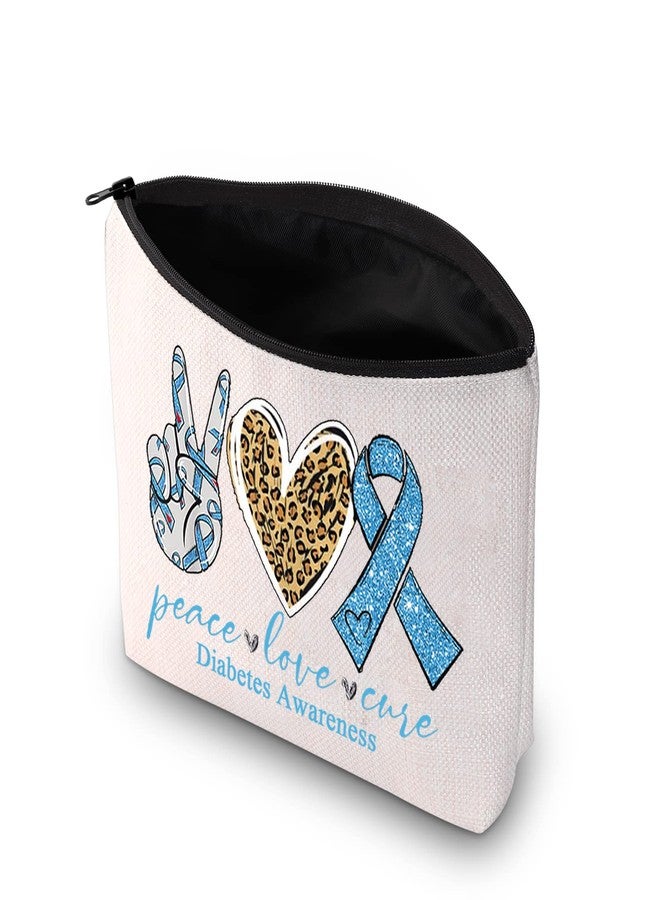 PXTIDY Funny Diabetic Gift Diabetes Warrior Gift Peace Love Cure Diabetes Awareness Cosmetic Bag Medical Alert Diabetic Pouch - Image 2